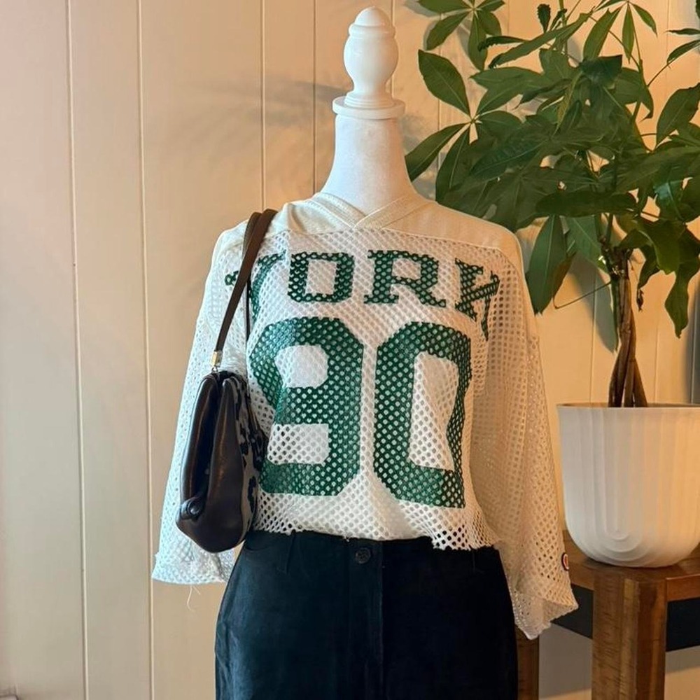 Vintage 90s Champion Mesh Crop Top Jersey Oversized Top